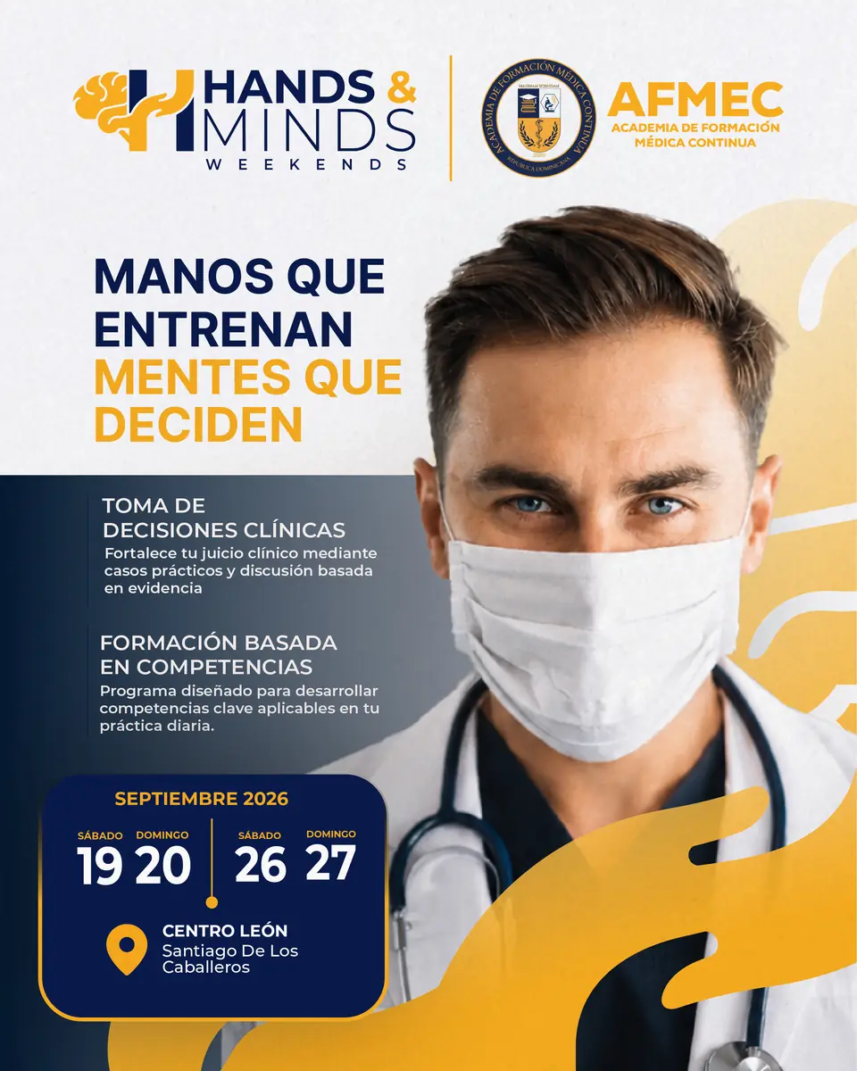 Flyer de Hands & Minds Weekends: Manos que entrenan. Mentes que deciden. 19, 20, 26 y 27 de septiembre de 2026, Auditorio Principal, Centro León, Santiago de los Caballeros